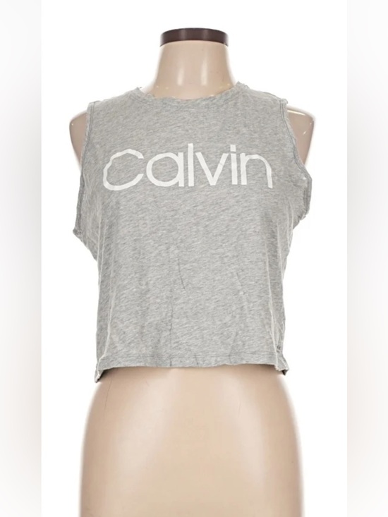 Calvin Klein Performance Tops - Calvin Klein Performance Grey Cropped Logo Tank